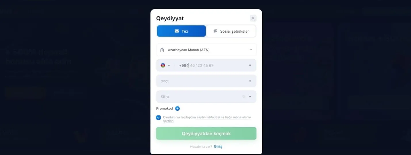 1Win qeydiyyatı asan 1Win qeydiyyatı